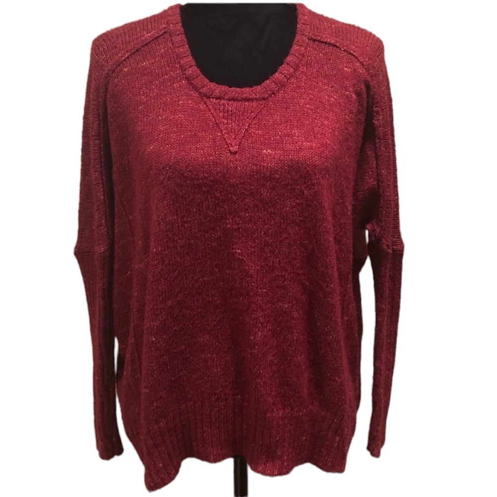 Kersh pullover knit wine colour long sleeve sweater cozy cold wear size medium